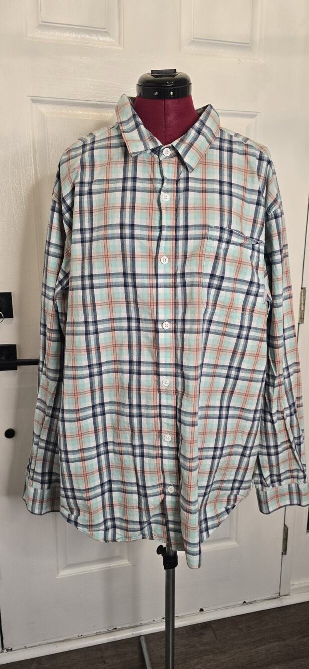 Columbia Blue Plaid Long Sleeve Button Down Shirt Men's Size XXL
